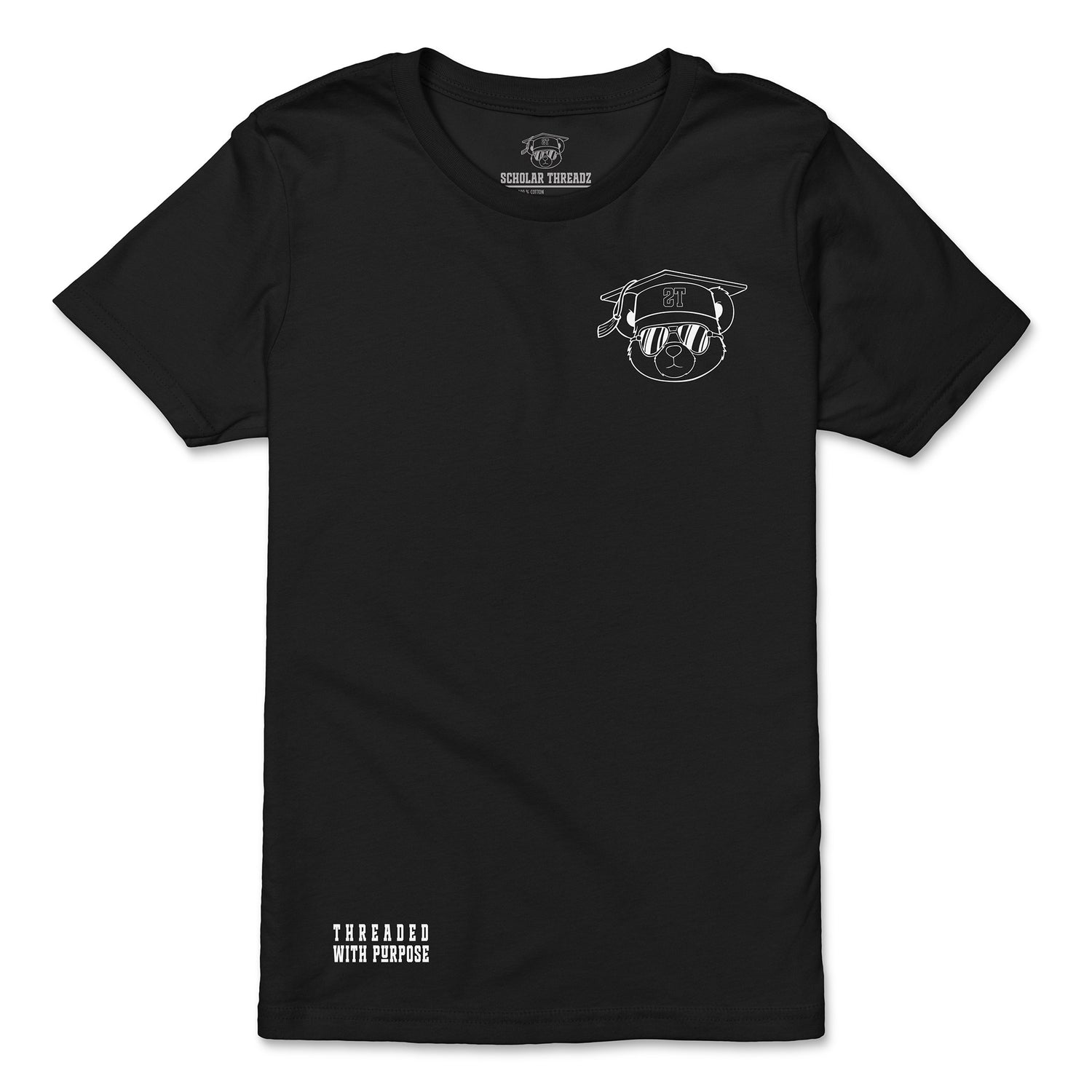 Youth Bear Head Tee - Black/White